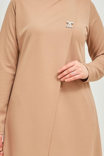 Tesettür Tunik Pantolon Takım BRC8075 Latte - 7