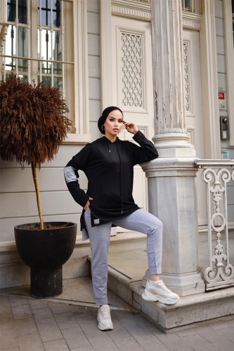 Hooded Tracksuit Set - TRN2030 - Black - 8