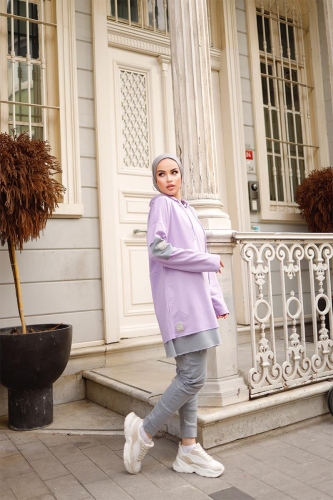 Hooded Tracksuit Set - TRN2030 - Lilac - 3