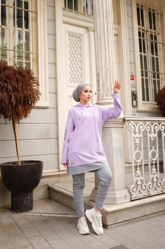 Hooded Tracksuit Set - TRN2030 - Lilac - 1