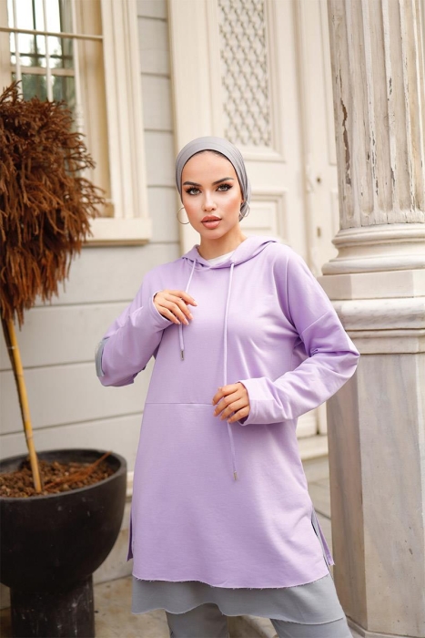 Hooded Tracksuit Set - TRN2030 - Lilac - 2