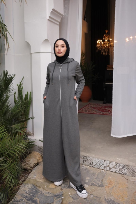 Unlined - Abaya -BTS0008 - Anthracite - 3