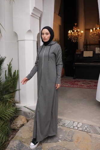 Unlined - Abaya -BTS0008 - Anthracite - 4