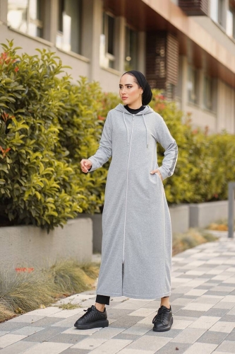 Unlined - Abaya -BTS0008 - Gray - 3