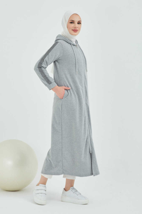 Unlined - Abaya -BTS0008 - Gray - 7