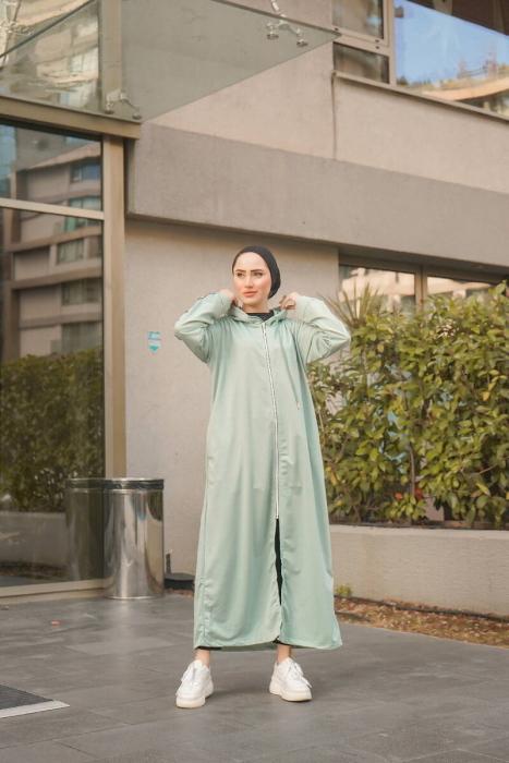 Unlined - Abaya -BTS0008 - Light green - 1