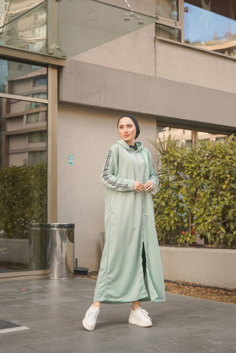 Unlined - Abaya -BTS0008 - Light green - 2