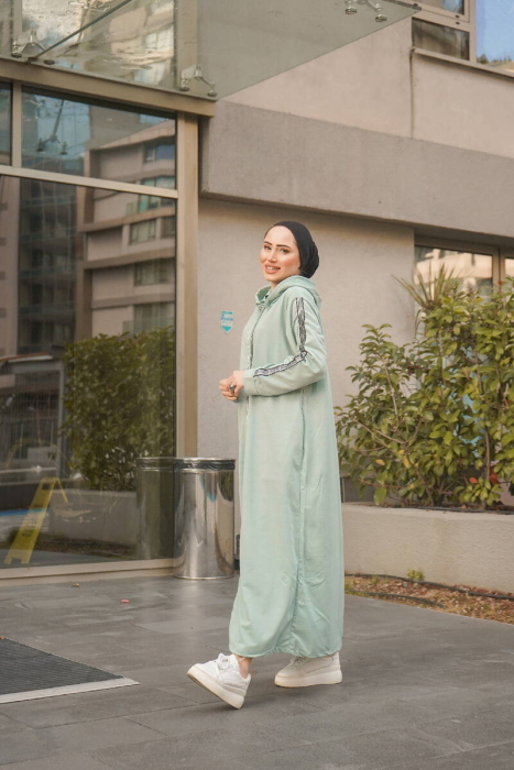 Unlined - Abaya -BTS0008 - Light green - 4