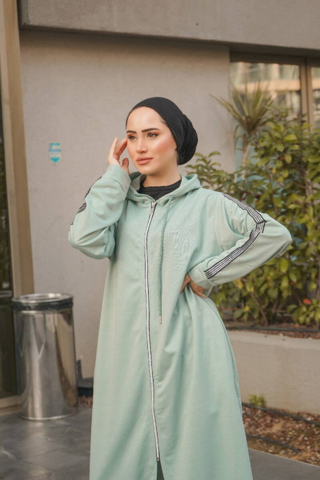 Unlined - Abaya -BTS0008 - Light green - 5