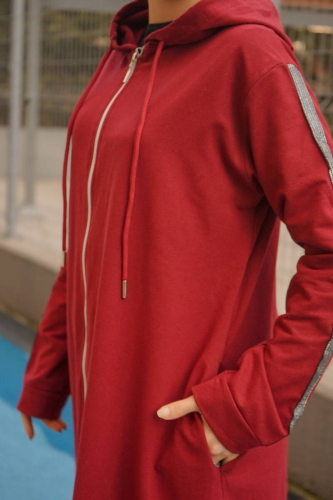 Unlined - Abaya -BTS0008 - Maroon - 3