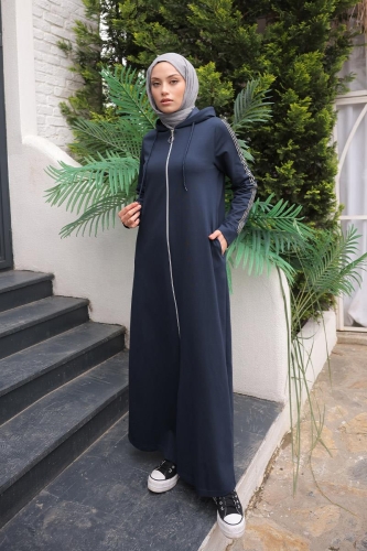 Unlined - Abaya -BTS0008 - Navy Blue - 2