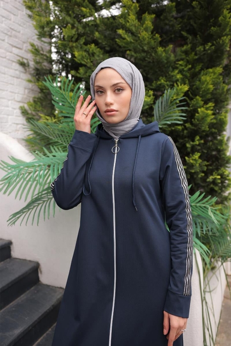 Unlined - Abaya -BTS0008 - Navy Blue - 3