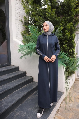 Unlined - Abaya -BTS0008 - Navy Blue - 6